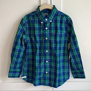J.Crew Crewcuts Boys' button down shirt in blue & green plaid, size 4-5